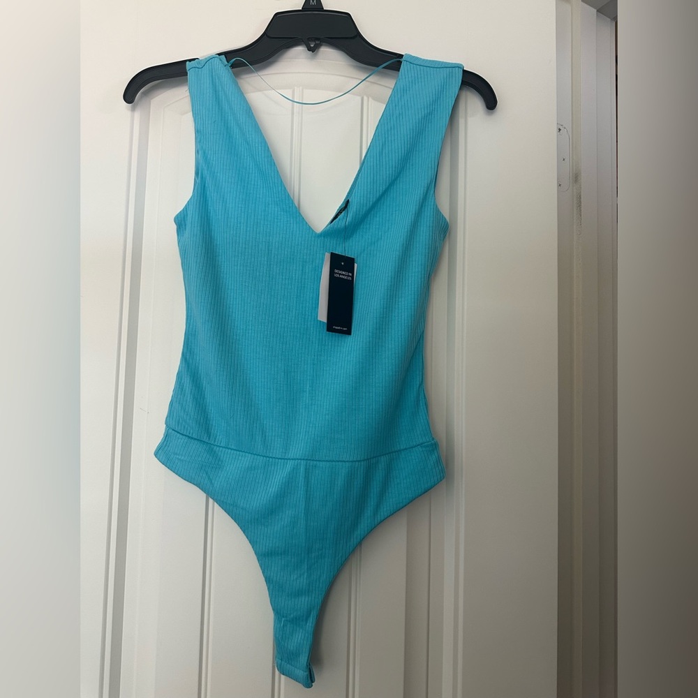 AFRM Blue Ribbed Bodysuit